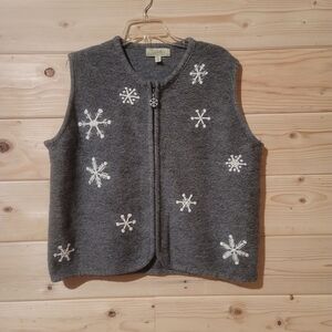 Vtg Cabela's Women's with White Snowflake Embroidery Size 2XL 25x24 100% Wool